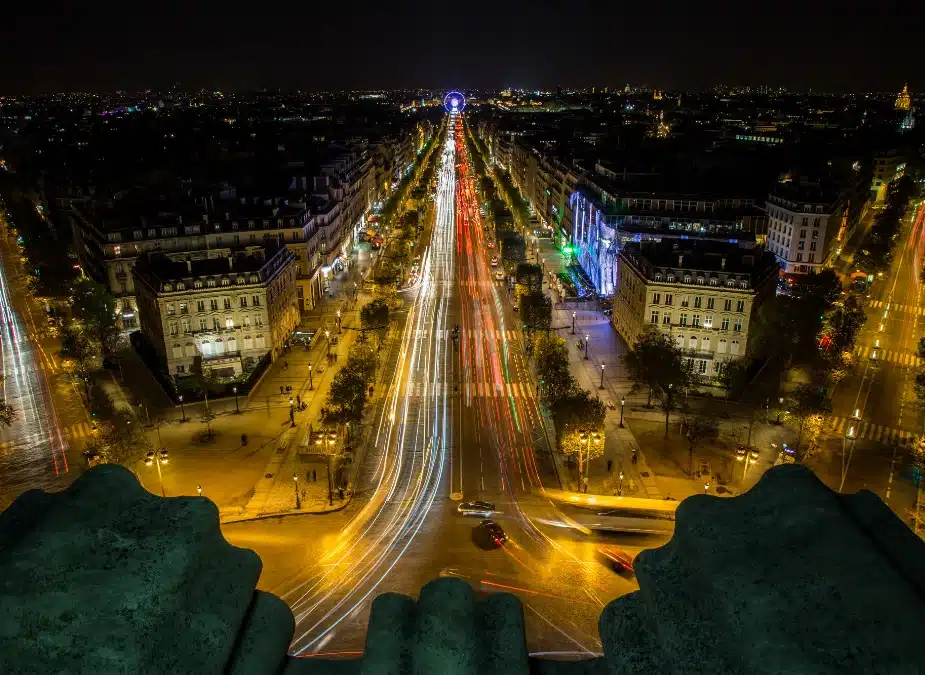 Night view from arc de triomphe