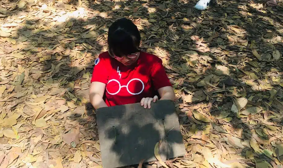 Exploring Cu Chi Tunnels with Kids in turnnel